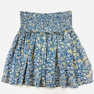 Part Two blue floral skirt Small Pull On smocked stretch Ditsy Floral Summer